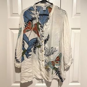 Citron Santa Monica Butterfly Graphic Embroidery Blouse